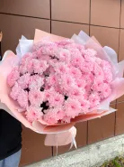 Розовое облако кустовых хризантем