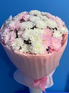 Букет пышных хризантем « клубничный зефир»