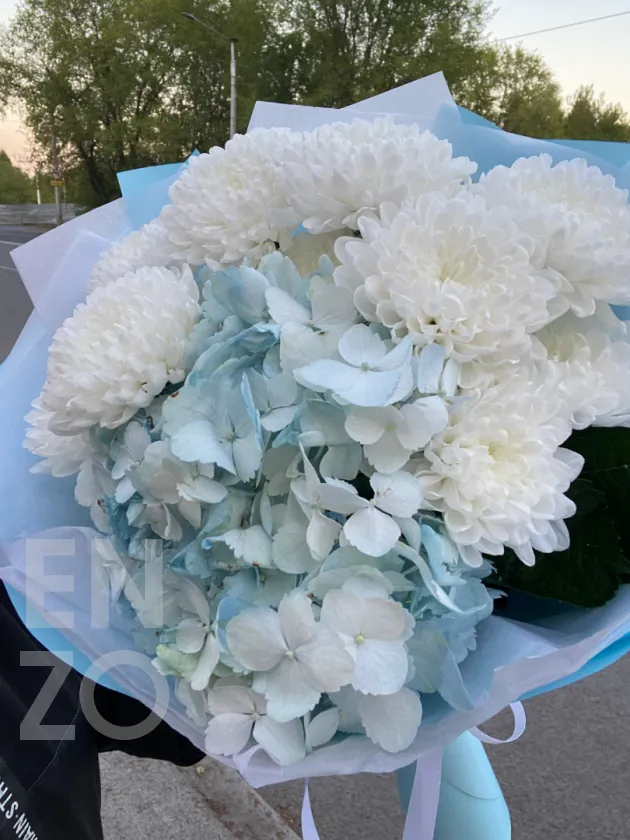 Гортензия и кустовая хризантема 💙